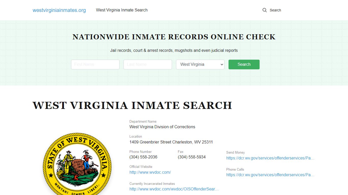 West Virginia Offender Lookup - WV DOC Inmates